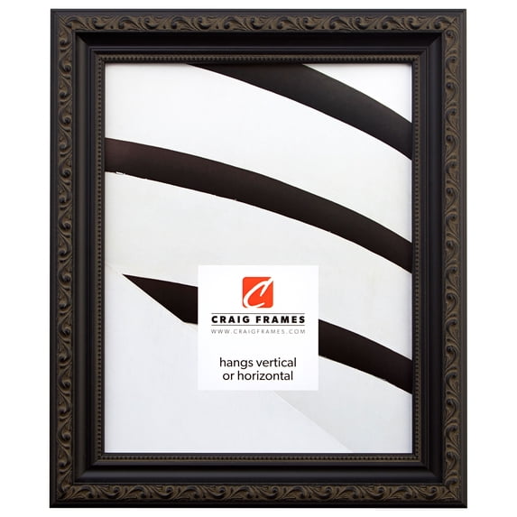 Craig Frames Ancien, 12x12 inch Picture Frame, Ornate Antique Black
