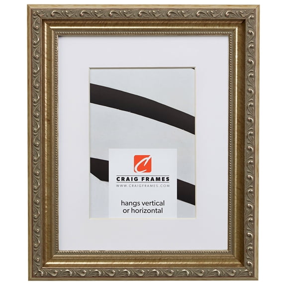 Craig Frames Ancien Ornate, 12x12 inch Antique Silver Picture Frame Matted for a 9x9 Photo