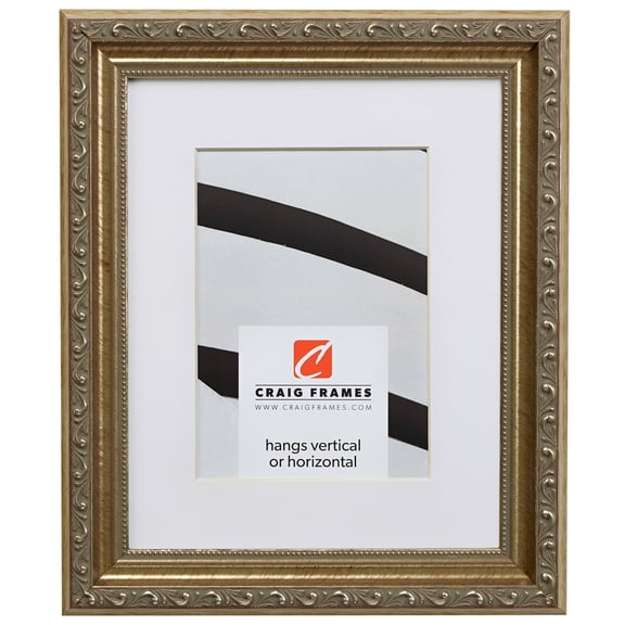 Craig Frames Ancien Ornate, 16x20 inch Antique Silver Picture Frame Matted for a 11x14 Photo