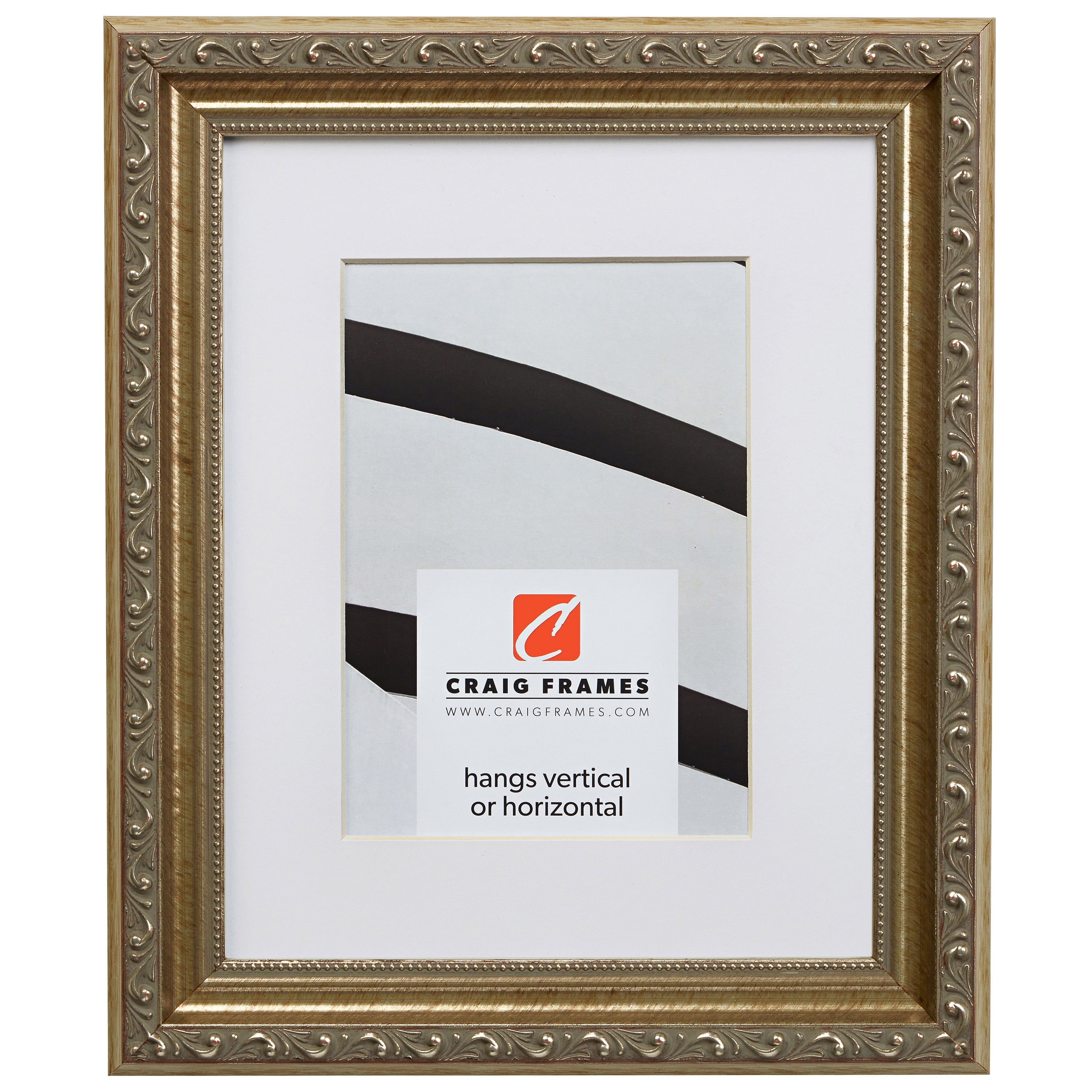 Craig Frames Ancien Ornate, 18x24 inch Antique Silver Picture Frame Matted for a 12x18 Photo