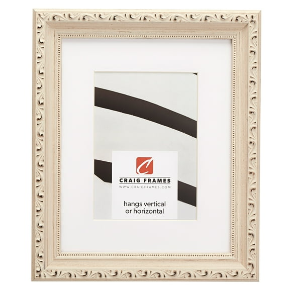 Craig Frames Ancien Ornate, 24x30 inch Off-White Picture Frame Matted for a 20x26 Photo