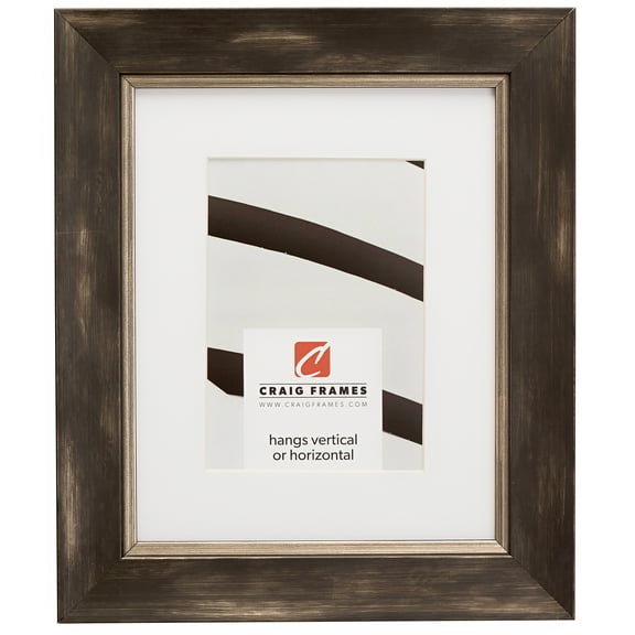 Craig Frames Aristocrat, 12x18 inch Black and Pewter Picture Frame Matted for a 10x13 Photo