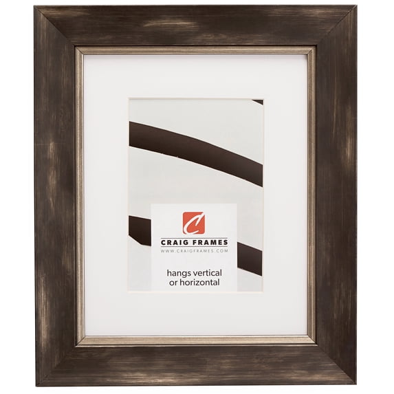 Craig Frames Aristocrat, 16x24 inch Black and Pewter Picture Frame Matted for a 12x18 Photo