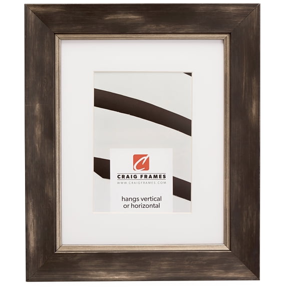 Craig Frames Aristocrat, 8x12 inch Black and Pewter Picture Frame Matted for a 5x7 Photo