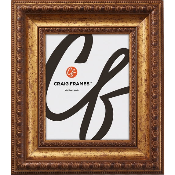 Craig Frames Arqadia Gothic, 9x14 inch Picture Frame, Aged Gold