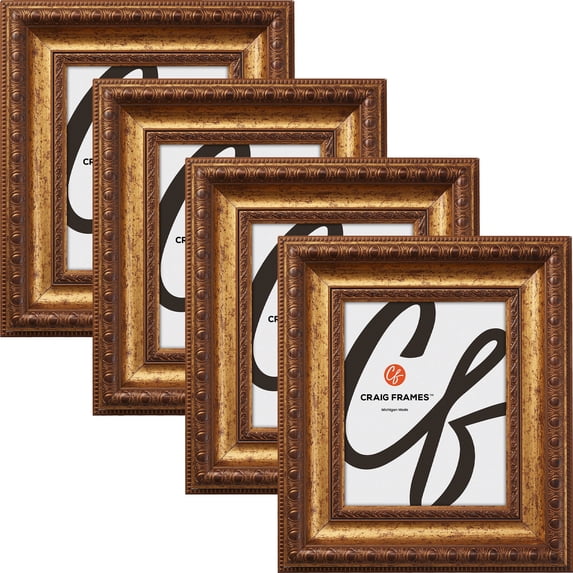 Craig Frames Arqadia Gothic, 9x15 inch Picture Frame, Aged Gold, Set of 4