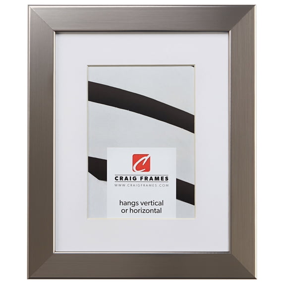 Craig Frames Bauhaus 125, 11x17 inch Stainless Silver Picture Frame Matted for an 8x12 Photo