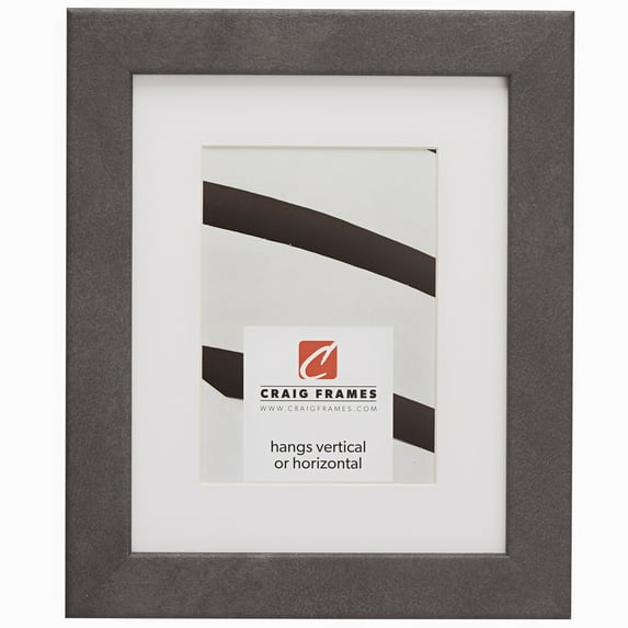 Craig Frames Bauhaus 125, 16x22 inch Concrete Grey Picture Frame Matted for a 12x18 Photo