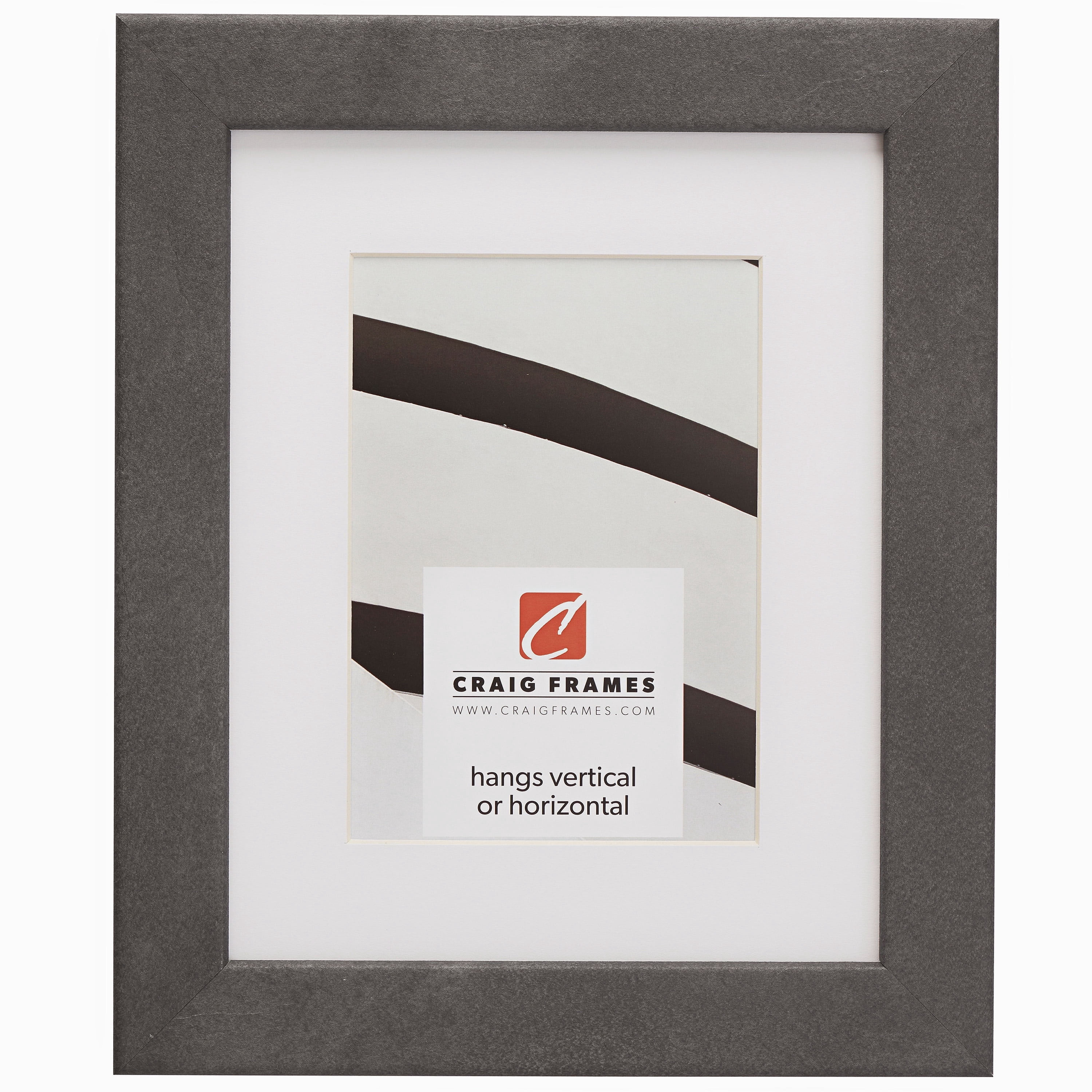 Craig Frames Bauhaus 125, 22x28 inch Concrete Grey Picture Frame Matted for a 18x24 Photo