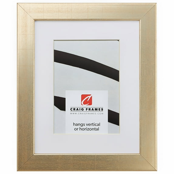 Craig Frames Bauhaus 125, 8x12 inch Vintage Gold Picture Frame Matted for a 5x7 Photo