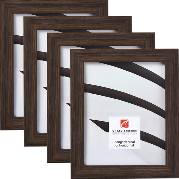 Craig Frames Bauhaus 125, Modern Black Tan Oak Picture Frame, 8.5x11 Inch, Set of 4
