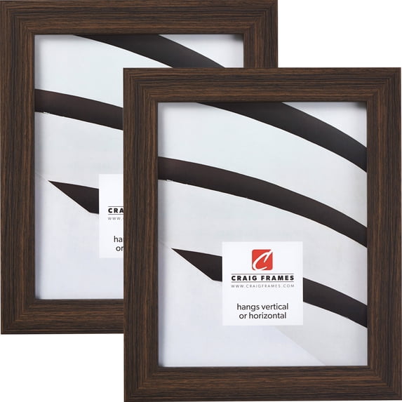 Craig Frames Bauhaus 125, Modern Black Tan Oak Picture Frame, 8x12 Inch, Set of 2