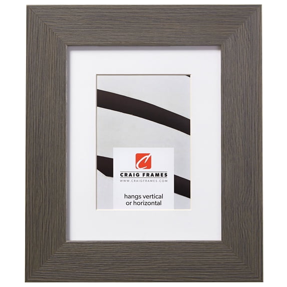 Craig Frames Bauhaus 200, 10x13 inch Grey Picture Frame Matted for a 7x10 Photo