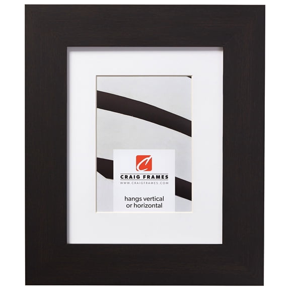 Craig Frames Bauhaus 200, 11x17 inch Black Coffee Picture Frame Matted for an 8x12 Photo
