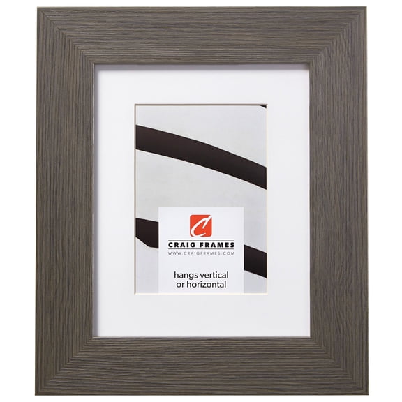 Craig Frames Bauhaus 200, 12x12 inch Grey Picture Frame Matted for a 9x9 Photo