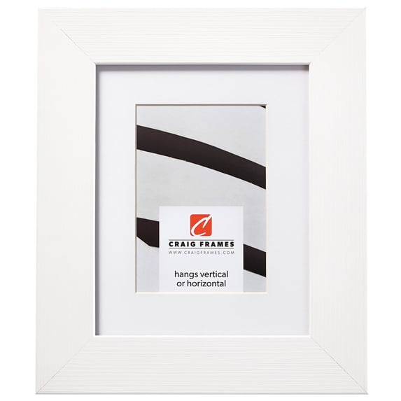 Craig Frames Bauhaus 200, 12x12 inch White Picture Frame Matted for a 9x9 Photo