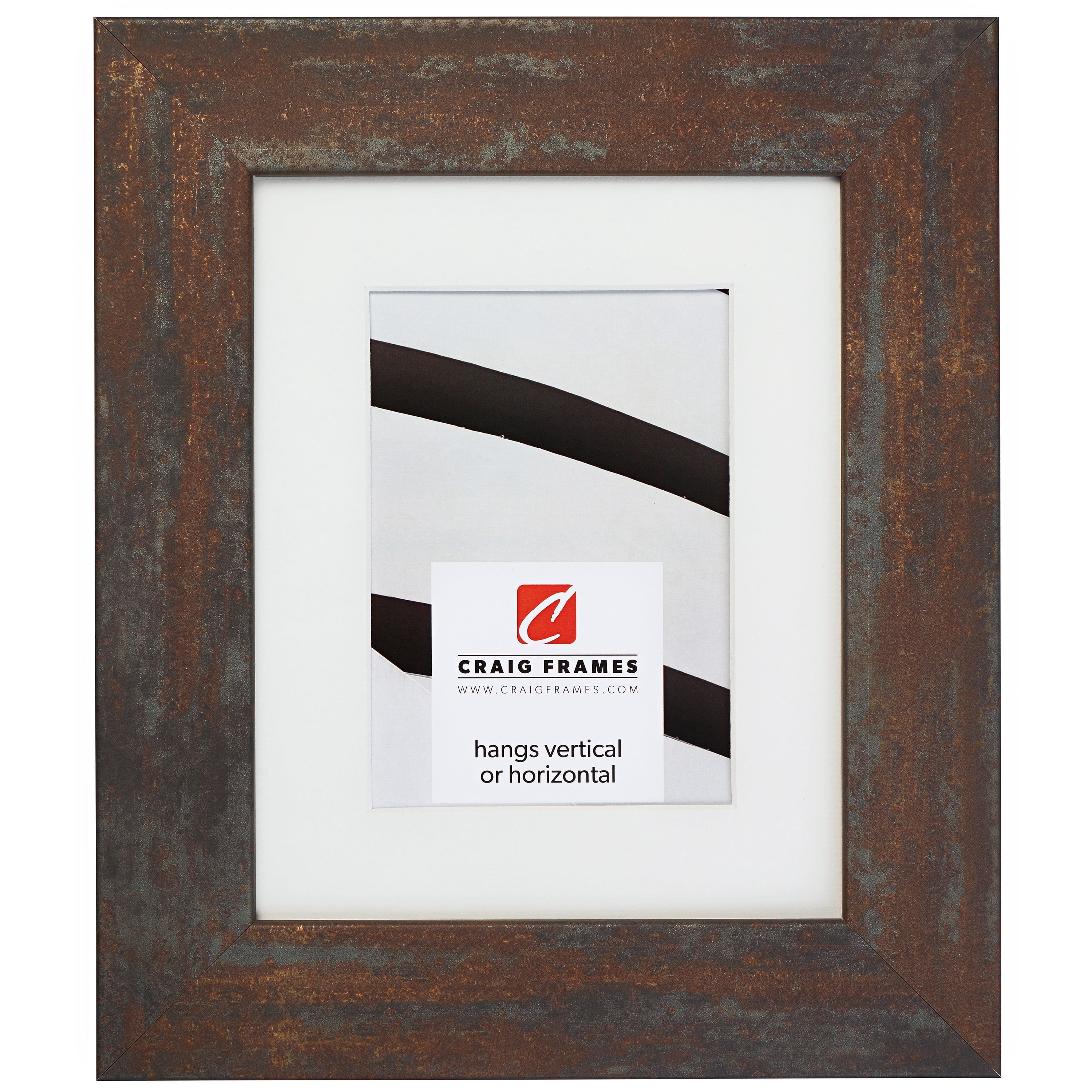 Craig Frames Bauhaus 200, 18x24 inch Weathered Steel Picture Frame Matted for a 12x18 Photo