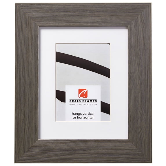 Craig Frames Bauhaus 200, 18x36 inch Grey Picture Frame Matted for a 14x32 Photo