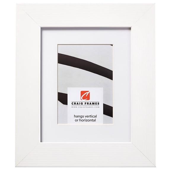 Craig Frames Bauhaus 200, 18x36 inch White Picture Frame Matted for a 14x32 Photo