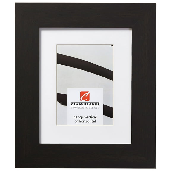 Craig Frames Bauhaus 200, 5x7 inch Black Coffee Picture Frame Matted for a 4x6 Photo