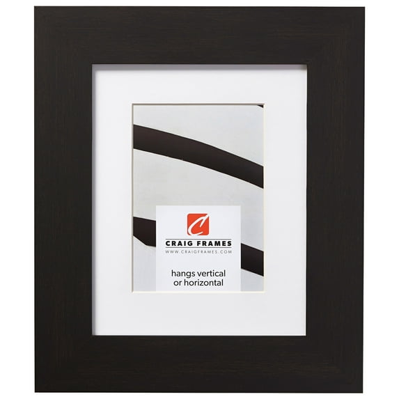 Craig Frames Bauhaus 200, 8.5x11 inch Black Coffee Picture Frame Matted for a 6x9 Photo