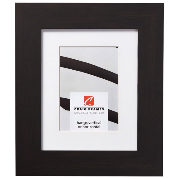 Craig Frames Bauhaus 200, 8x12 inch Black Coffee Picture Frame Matted for a 5x7 Photo