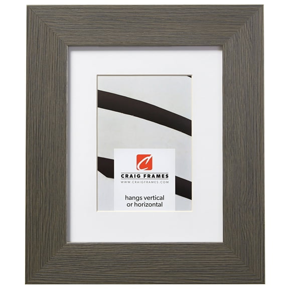 Craig Frames Bauhaus 200, 8x12 inch Grey Picture Frame Matted for a 5x7 Photo