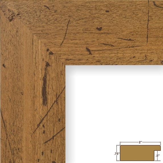 Craig Frames Bauhaus 200, Rustic Light Walnut Picture Frame, 14x22 Inch
