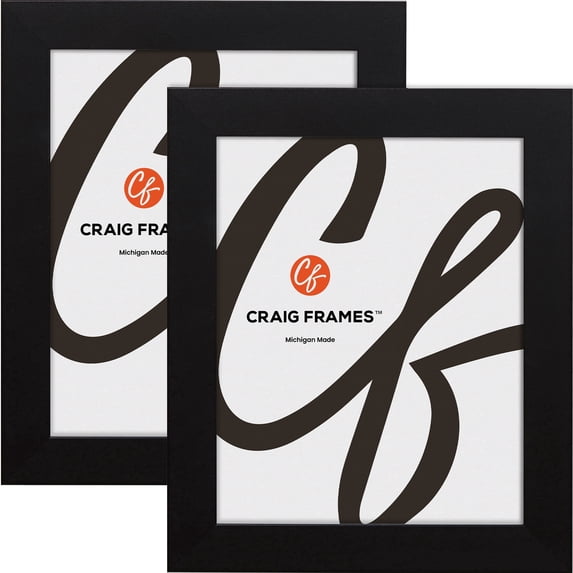 Craig Frames Bauhaus, Modern 1.25" Satin Black Picture Frame, 13x18 inch, Set of 2