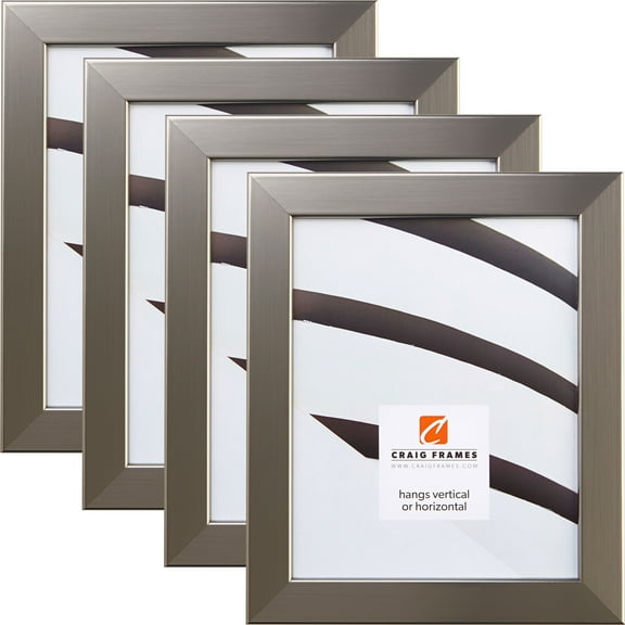 Craig Frames Bauhaus Modern Silver Picture Frame, Set of 4