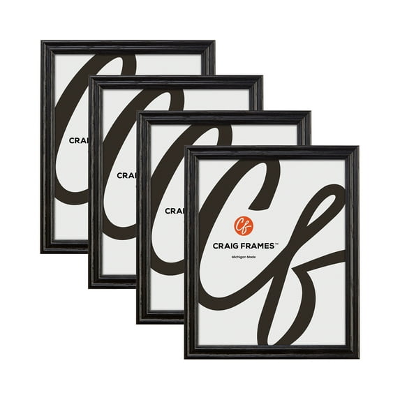 Craig Frames Black 12x14 inch Hardwood Picture Frame Wiltshire 200 Series, Set of Four