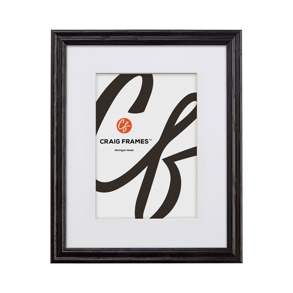 Craig Frames Black, 24x32 inch Hardwood Picture Frame Matted for a 20x28 Photo