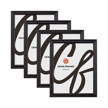 Craig Frames Black 8x10 inch Hardwood Picture Frame Wiltshire 200 Series, Set of Four