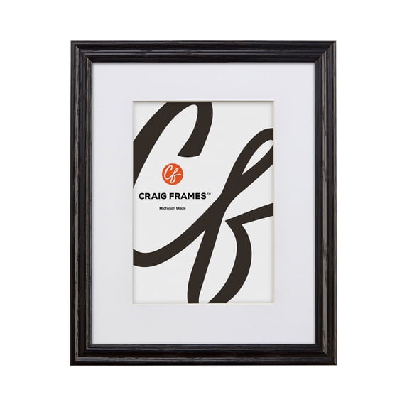 Craig Frames Black, 8x12 inch Hardwood Picture Frame Matted for a 5x7 Photo