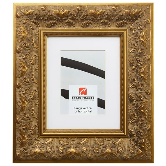 Craig Frames Borromini, 12x18 inch Gold and Bronze Picture Frame Matted for a 10x13 Photo