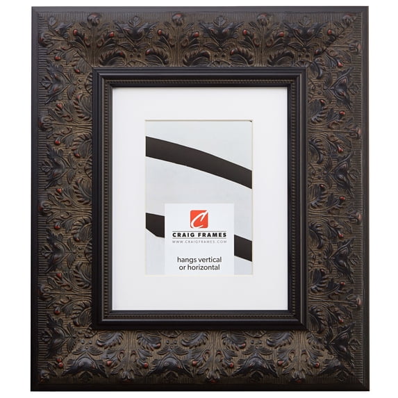 Craig Frames Borromini, 14x22 inch Black Walnut Picture Frame Matted for a 11x17 Photo
