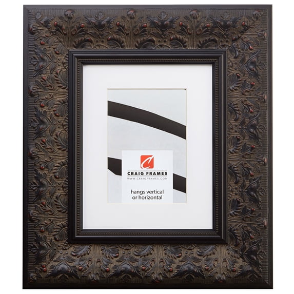 Craig Frames Borromini, 19x25 inch Black Walnut Picture Frame Matted for a 14x20 Photo