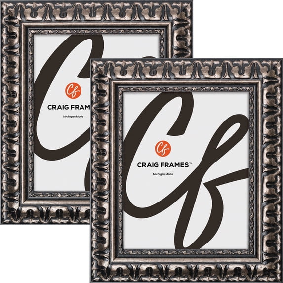Craig Frames Bravado, 16x26 Picture Frame, Antique Silver, Set of 2