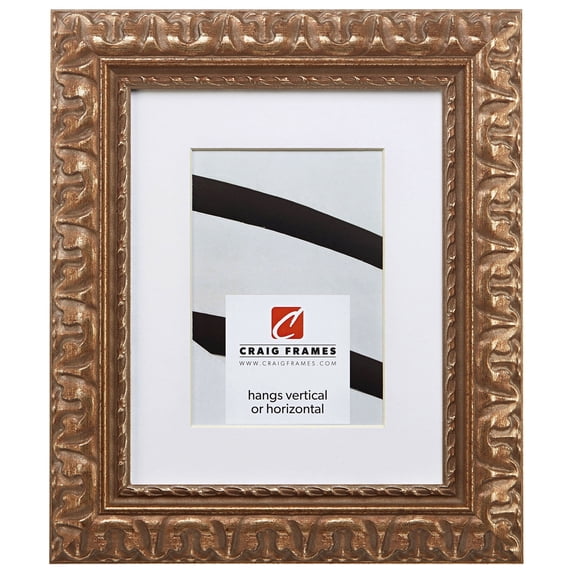 Craig Frames Bravado Ornate, 12x36 inch Antique Bronze Picture Frame Matted for an 8x32 Photo