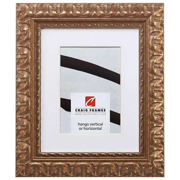 Craig Frames Bravado Ornate, 14x18 inch Antique Bronze Picture Frame Matted for a 10x13 Photo
