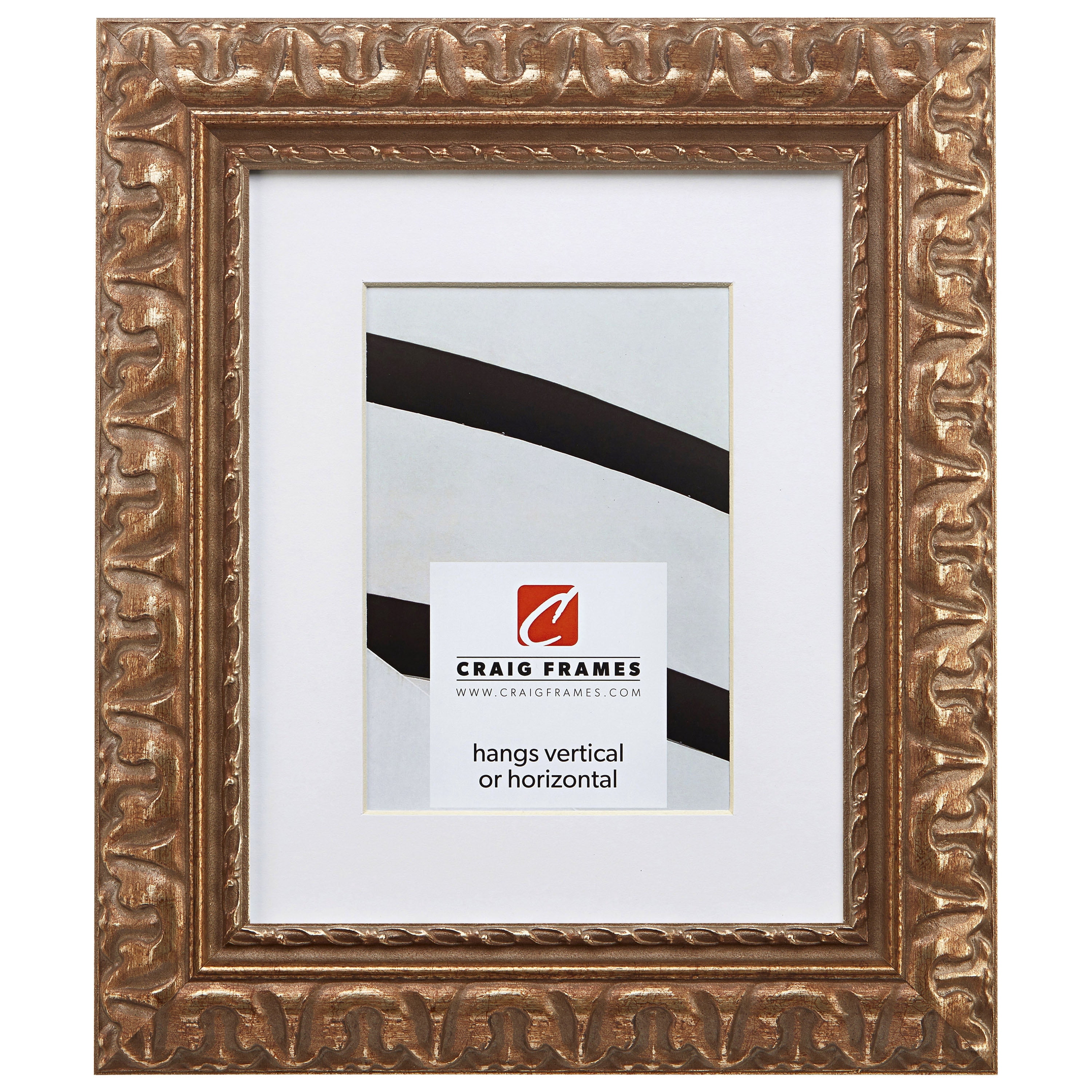Craig Frames Bravado Ornate, 18x24 inch Antique Bronze Picture Frame Matted for a 12x18 Photo