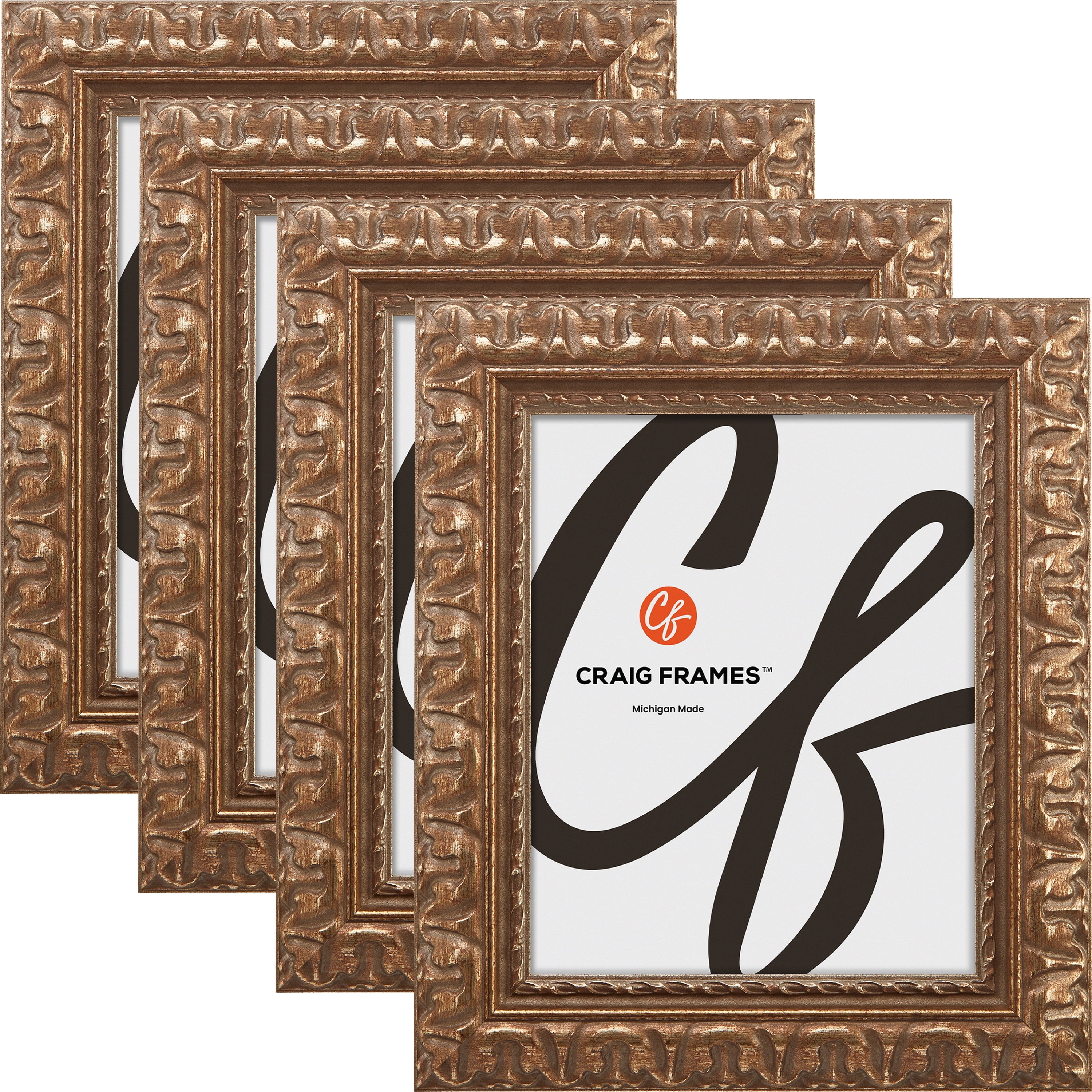 Craig Frames Bravado Ornate Antique Bronze Picture Frame, 10 by 13-Inch, Set of 4