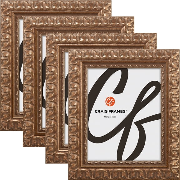 Craig Frames Bravado Ornate Antique Bronze Picture Frame, Set of 4