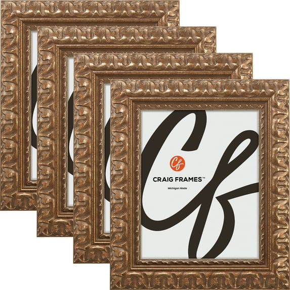 Craig Frames Bravado Ornate Antique Bronze Picture Frame, 8 by 12-Inch, Set of 4