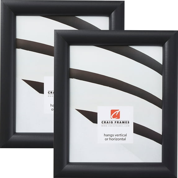 Craig Frames Bullnose 125, Mystic Satin Black Picture Frame, 11x14 Inch, Set of 2