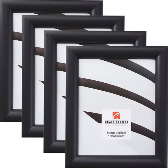 Craig Frames Bullnose 125, Mystic Satin Black Picture Frame, 12x12 Inch, Set of 4