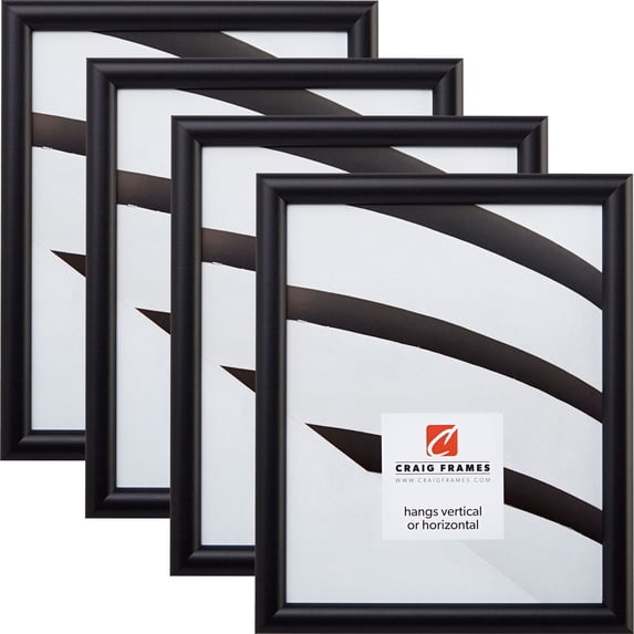 Craig Frames Bullnose Contemporary Black Composite Picture Frame, Set of 4