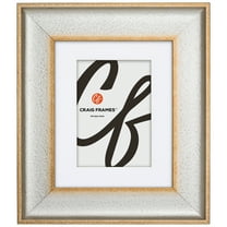 Craig Frames Cairo, 12x36 Picture Frame Matted for an 8x32 Photo, Silver