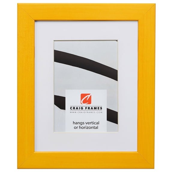 Craig Frames Colori, 10x13 inch Yellow Picture Frame Matted for a 7x10 Photo
