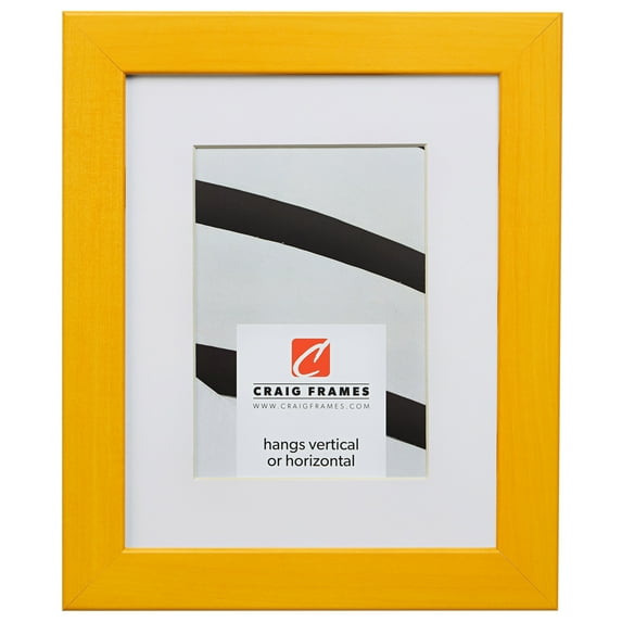 Craig Frames Colori, 11x17 inch Yellow Picture Frame Matted for an 8x12 Photo